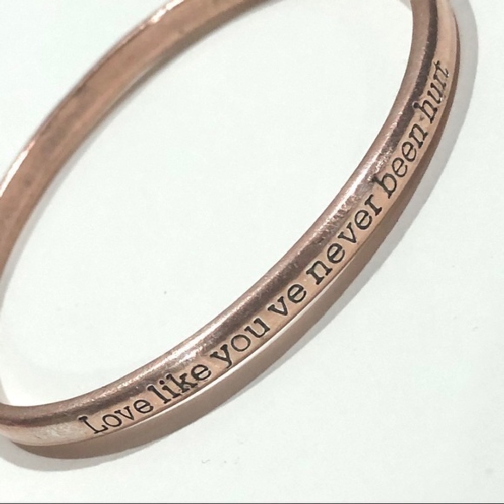 Copper Bangle Bracelet Engraved Love Like You've Never Been Hurt